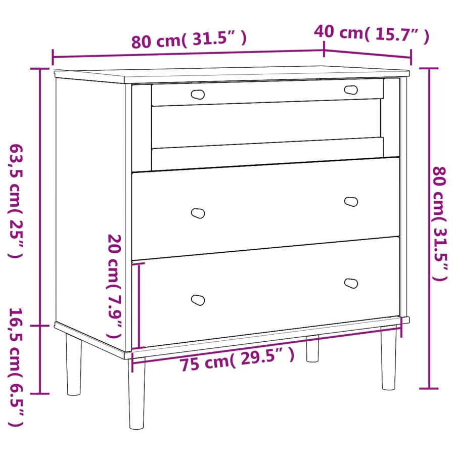 Commode SENJA aspect de rotin blanc bois de pin solide - 10