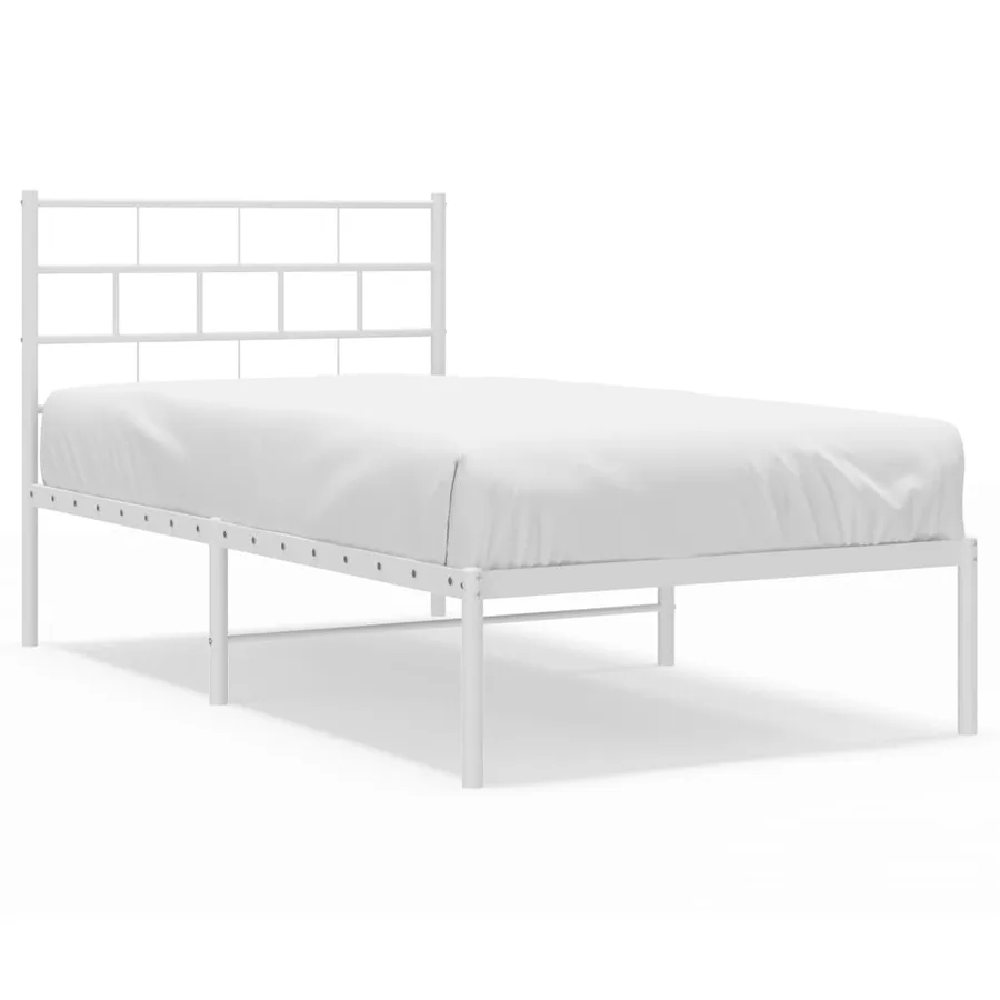 Cadre de lit métal sans matelas avec tête de lit blanc 80x200cm - 2