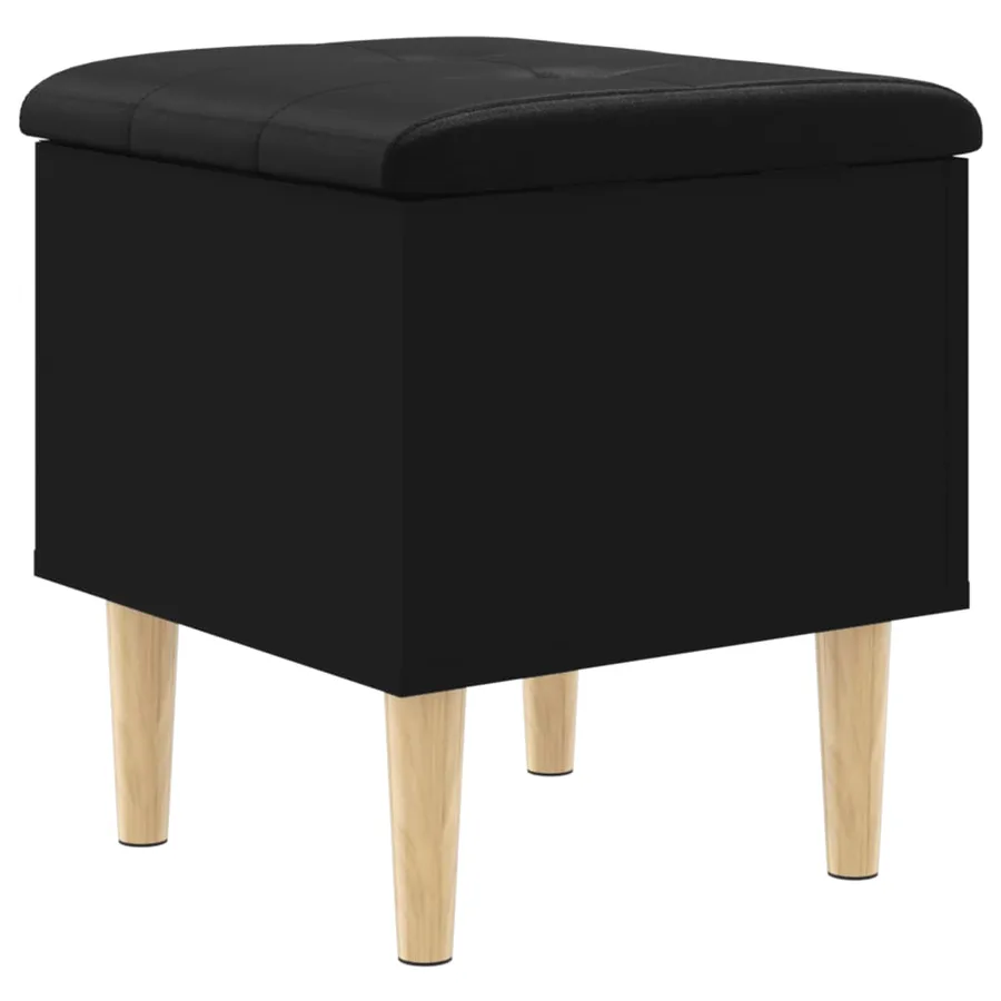 Banc de rangement noir 42x42x46 cm bois d'ingénierie - 7