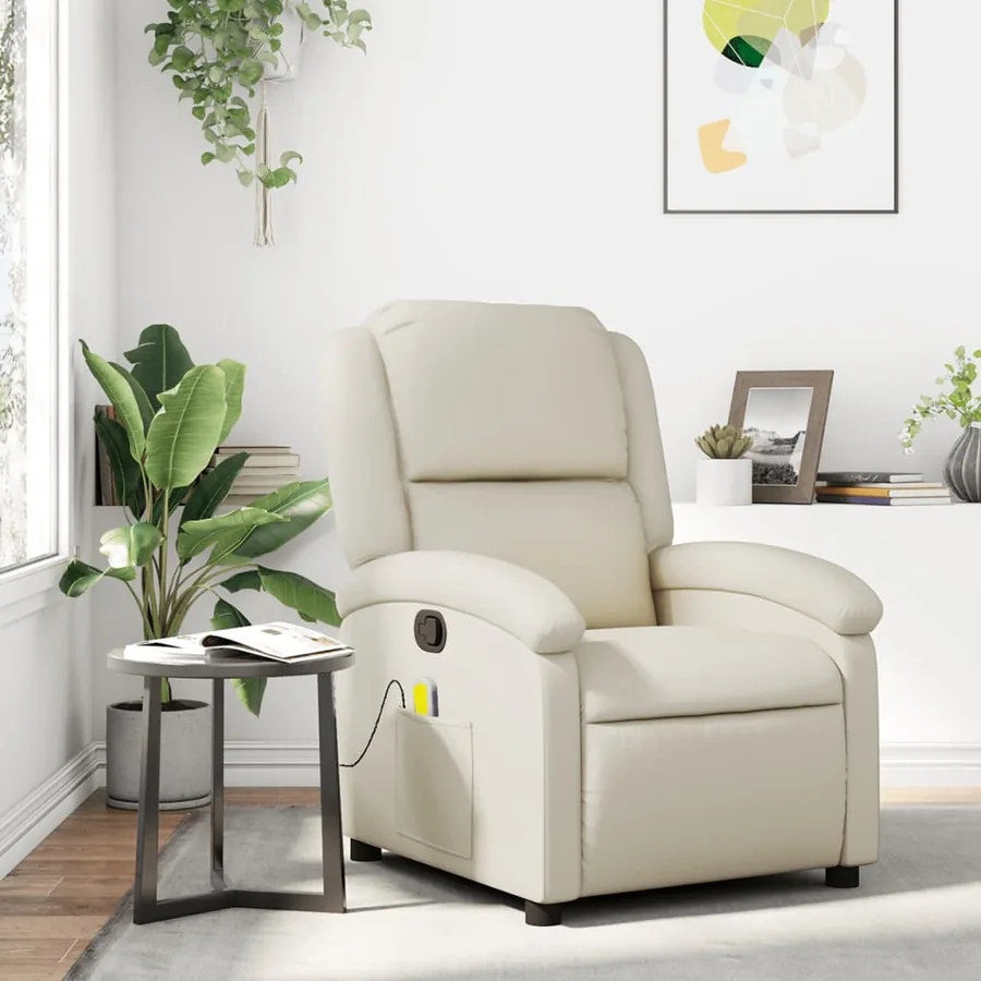 Fauteuil de massage inclinable en similicuir crème