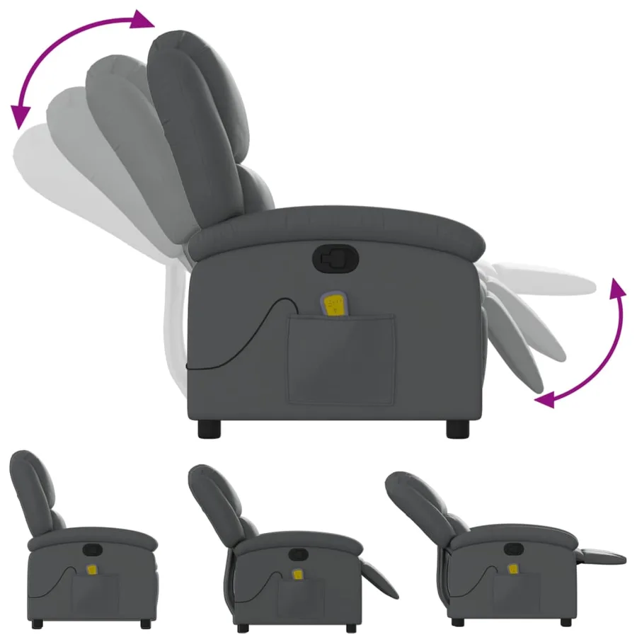Fauteuil de massage inclinable Gris Similicuir - 7