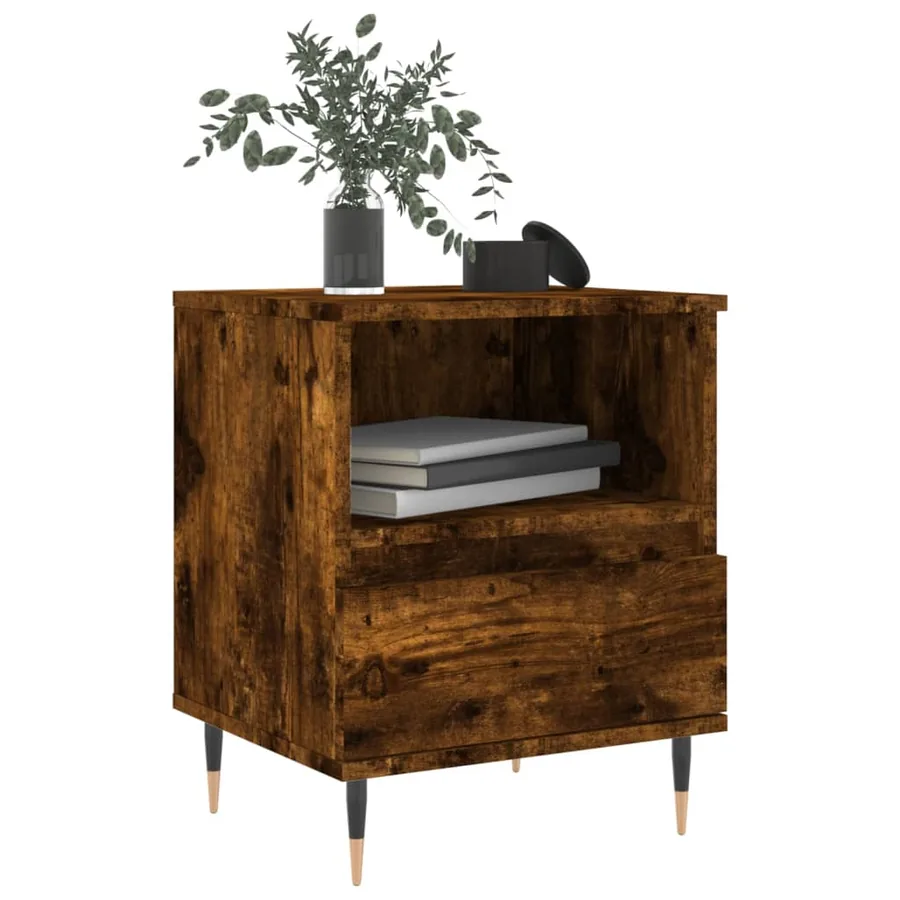 Table de chevet chêne fumé 40x35x50 cm bois d’ingénierie - 3
