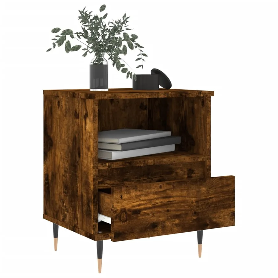Table de chevet chêne fumé 40x35x50 cm bois d’ingénierie - 4