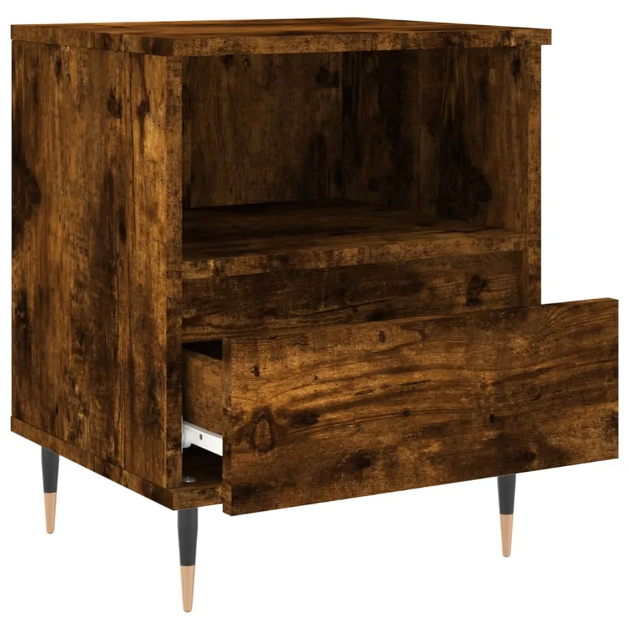 Table de chevet chêne fumé 40x35x50 cm bois d’ingénierie - 6