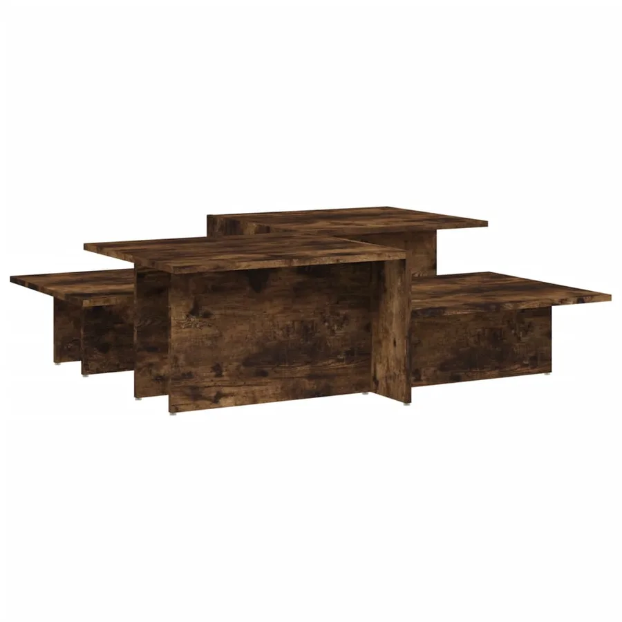 Tables basses 2 pcs Chêne fumé Bois d'ingénierie - 2