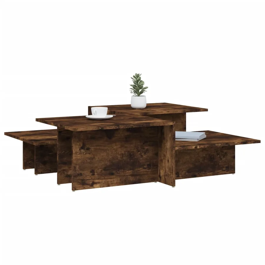 Tables basses 2 pcs Chêne fumé Bois d'ingénierie - 3