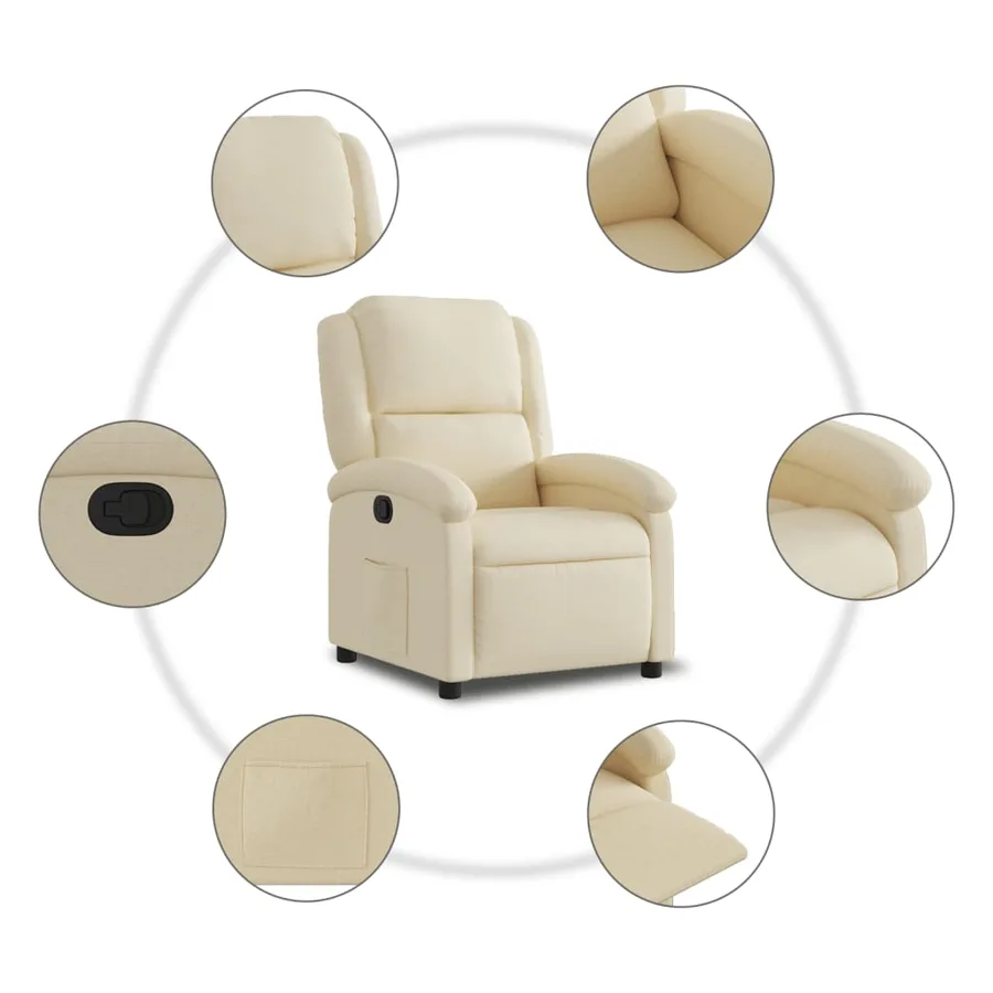 Fauteuil inclinable crème tissu - 5