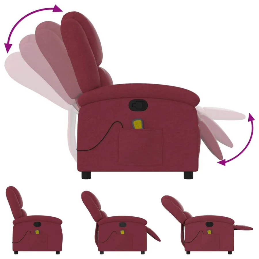 Fauteuil de massage inclinable Rouge bordeaux Tissu - 7