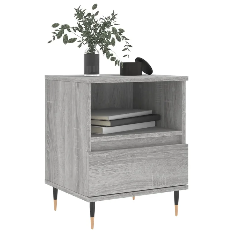 Table de chevet sonoma gris 40x35x50 cm bois d’ingénierie - 3