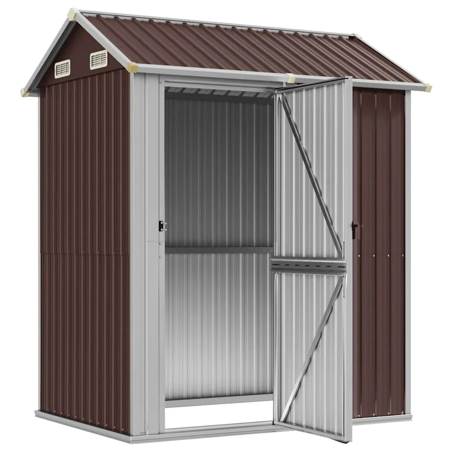 Abri de jardin marron 192x152,5x237 cm acier galvanisé - 3