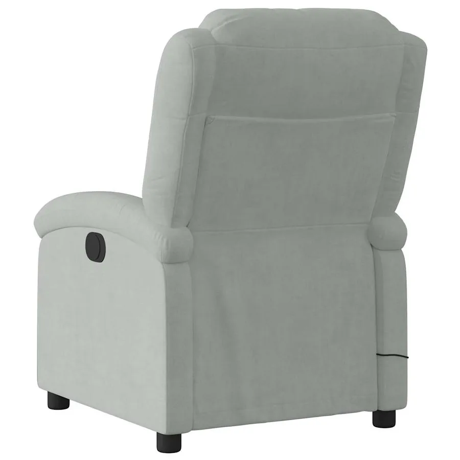 Fauteuil inclinable de massage gris clair velours - 4