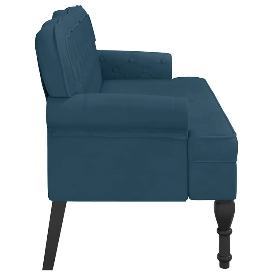 Banc avec dossier bleu 119,5x64,5x75 cm velours - 4
