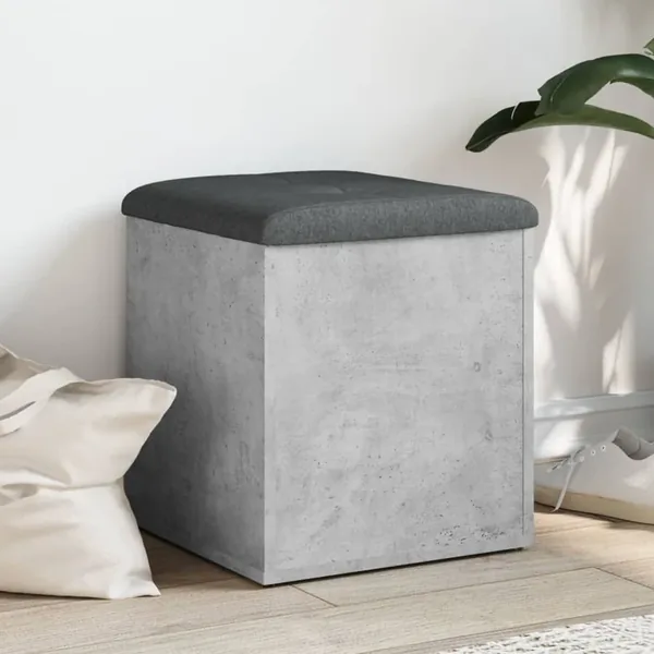 Banc de rangement gris béton 42x42x45 cm bois d'ingénierie