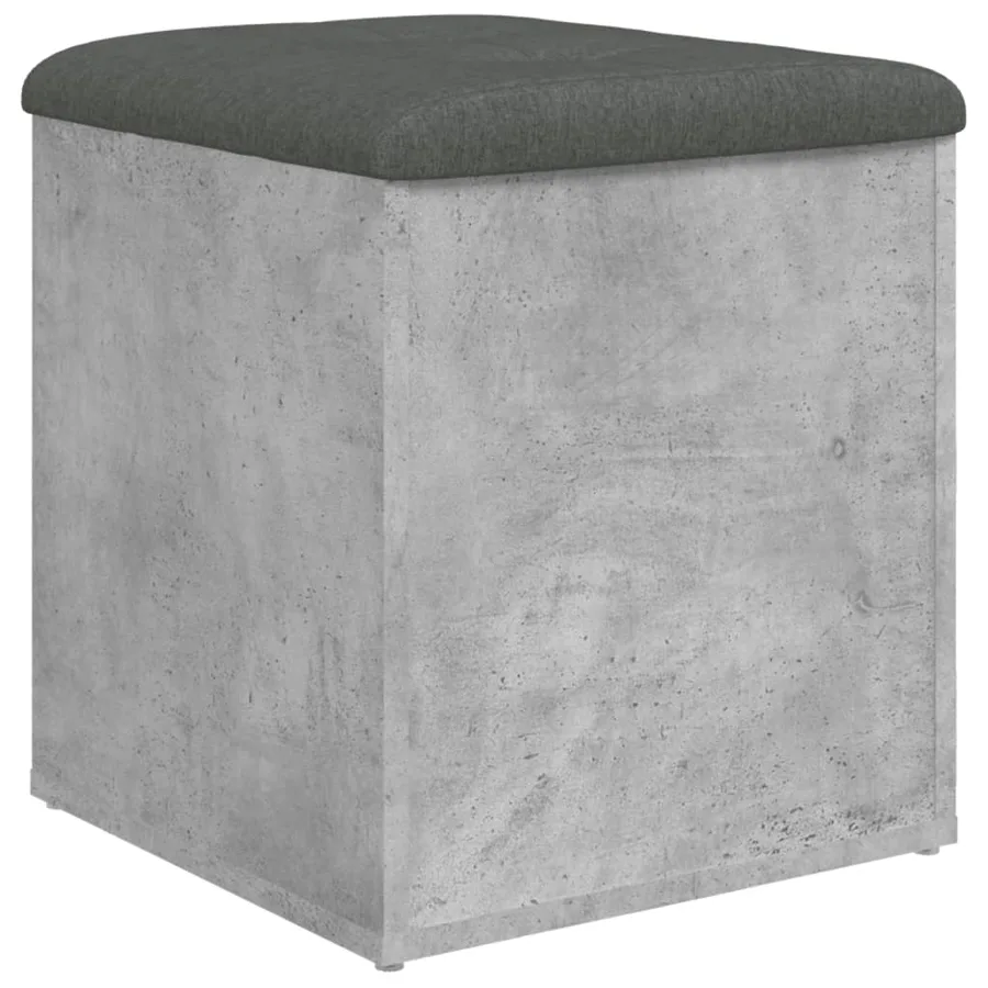 Banc de rangement gris béton 42x42x45 cm bois d'ingénierie - 2