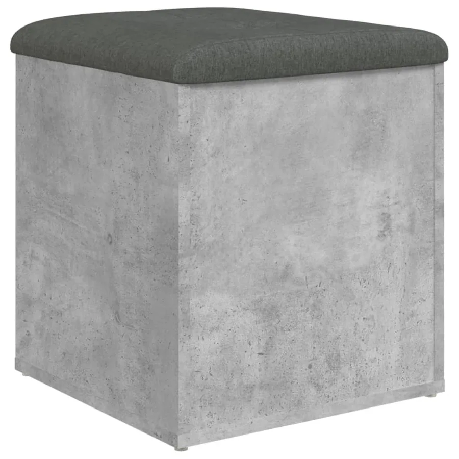 Banc de rangement gris béton 42x42x45 cm bois d'ingénierie - 6