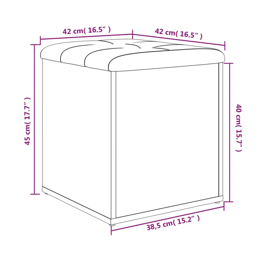 Banc de rangement gris béton 42x42x45 cm bois d'ingénierie - 9
