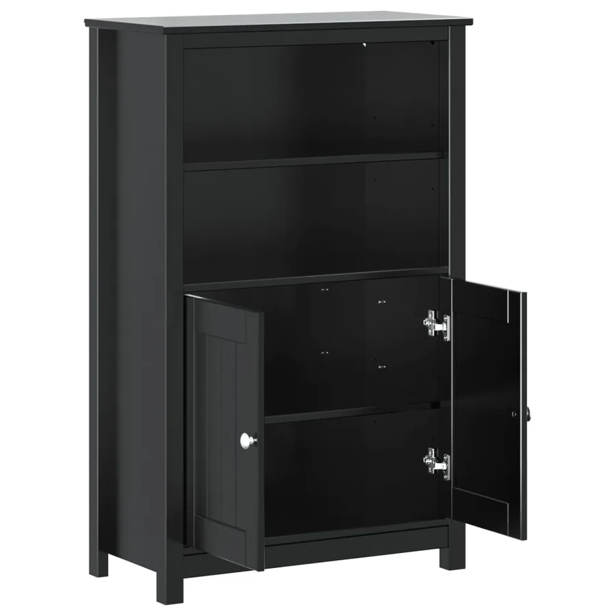 Armoire de salle de bain BERG noir 69,5x34x110 cm pin massif - 4