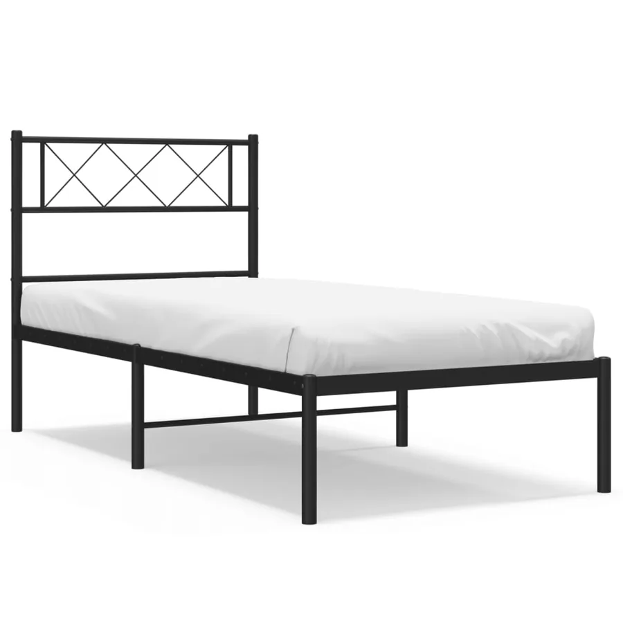Cadre de lit métal sans matelas avec tête de lit noir 80x200 cm - 2