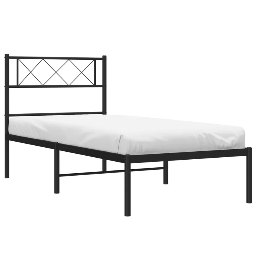 Cadre de lit métal sans matelas avec tête de lit noir 80x200 cm - 3