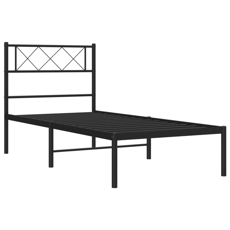Cadre de lit métal sans matelas avec tête de lit noir 80x200 cm - 5