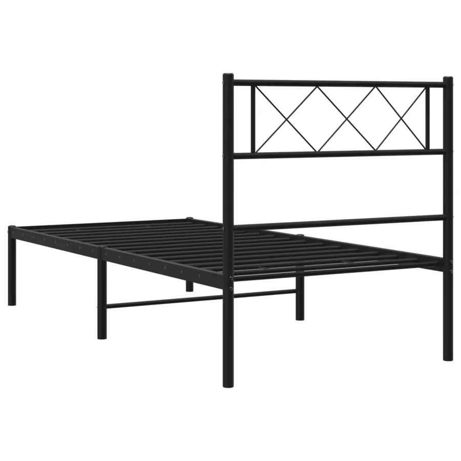 Cadre de lit métal sans matelas avec tête de lit noir 80x200 cm - 7