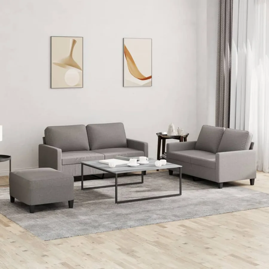 Ensemble de canapés 3 pcs avec coussins Taupe Tissu