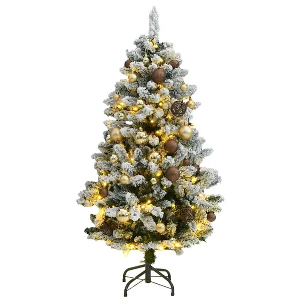 Sapin de Noël artificiel articulé 150 LED et boules 120 cm