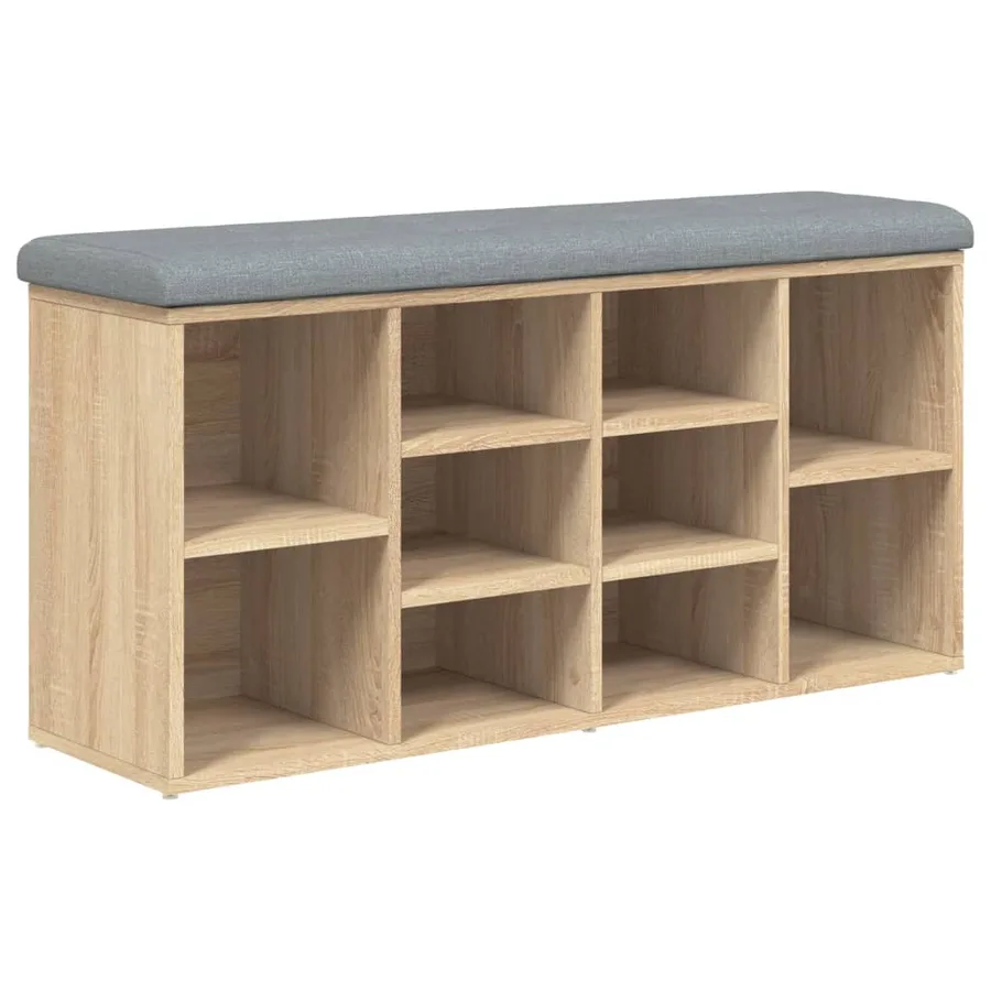 Banc à chaussures chêne sonoma 102x32x50 cm bois d'ingénierie - 2