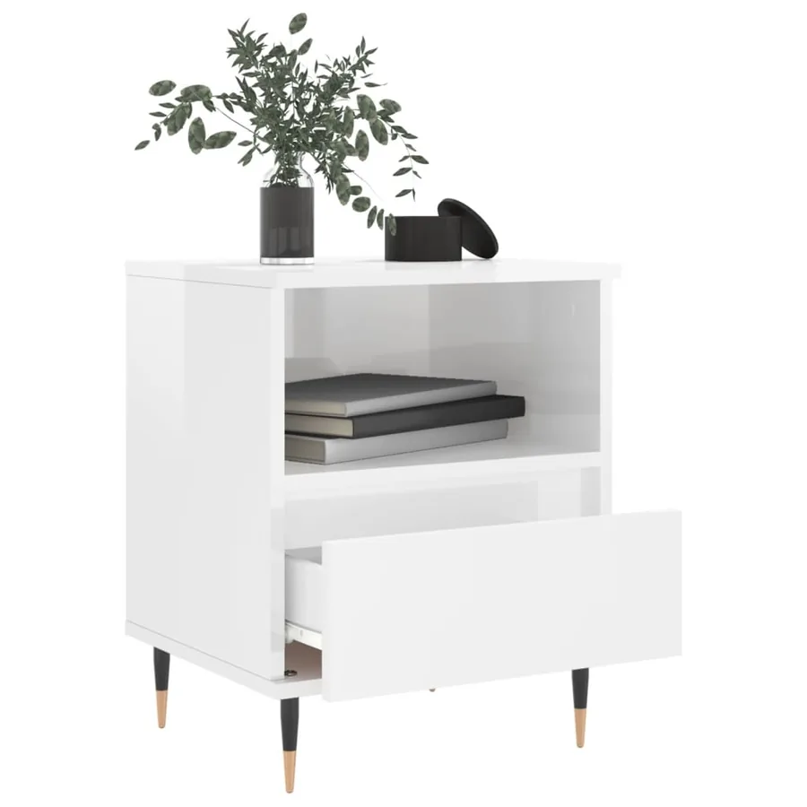 Tables de chevet 2 pcs blanc brillant 40x35x50 cm - 4