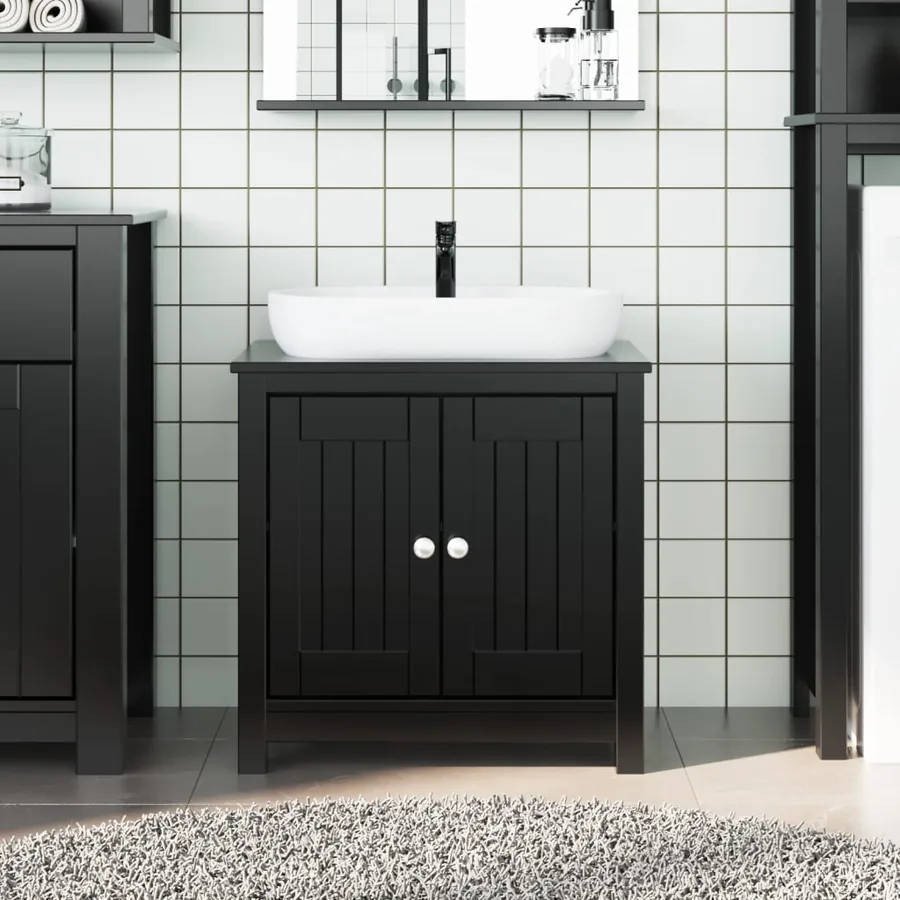 Meuble de salle de bain BERG noir 60x34x59 cm bois pin massif