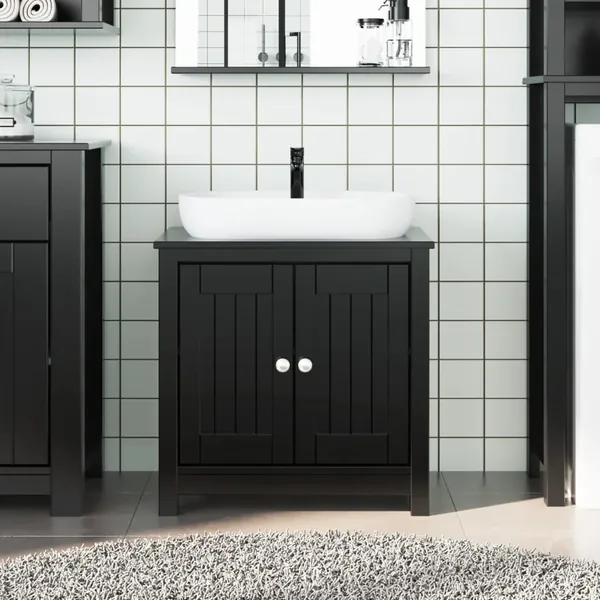 Meuble de salle de bain BERG noir 60x34x59 cm bois pin massif