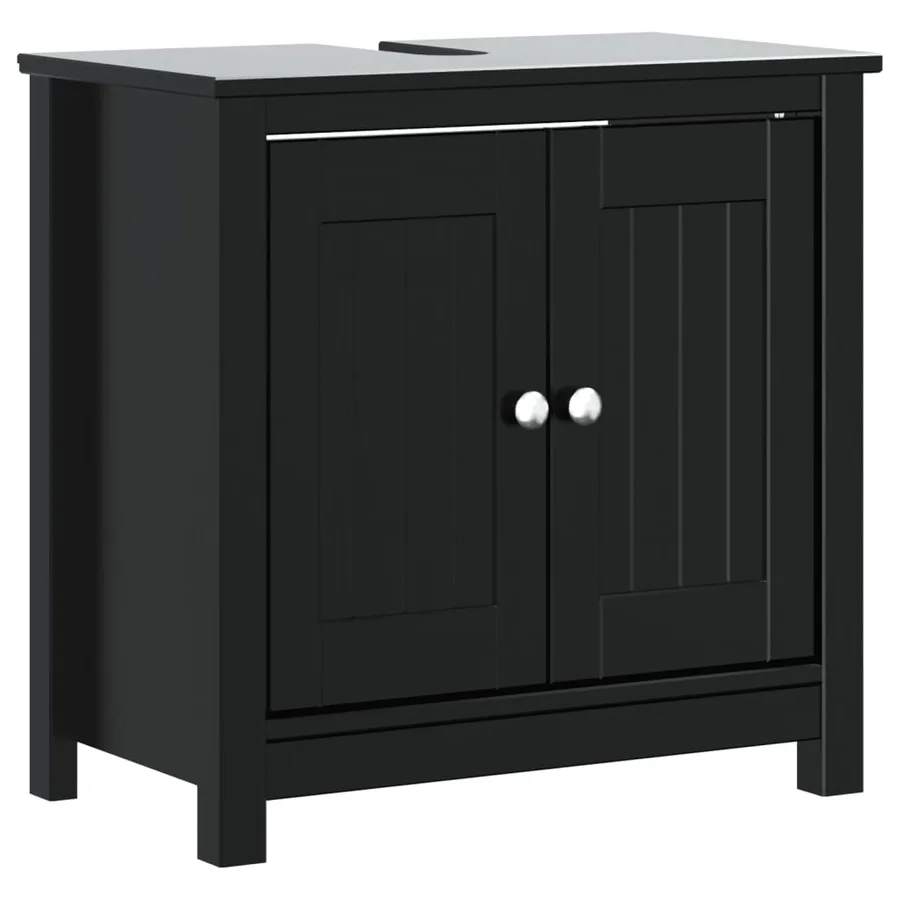 Meuble de salle de bain BERG noir 60x34x59 cm bois pin massif - 2