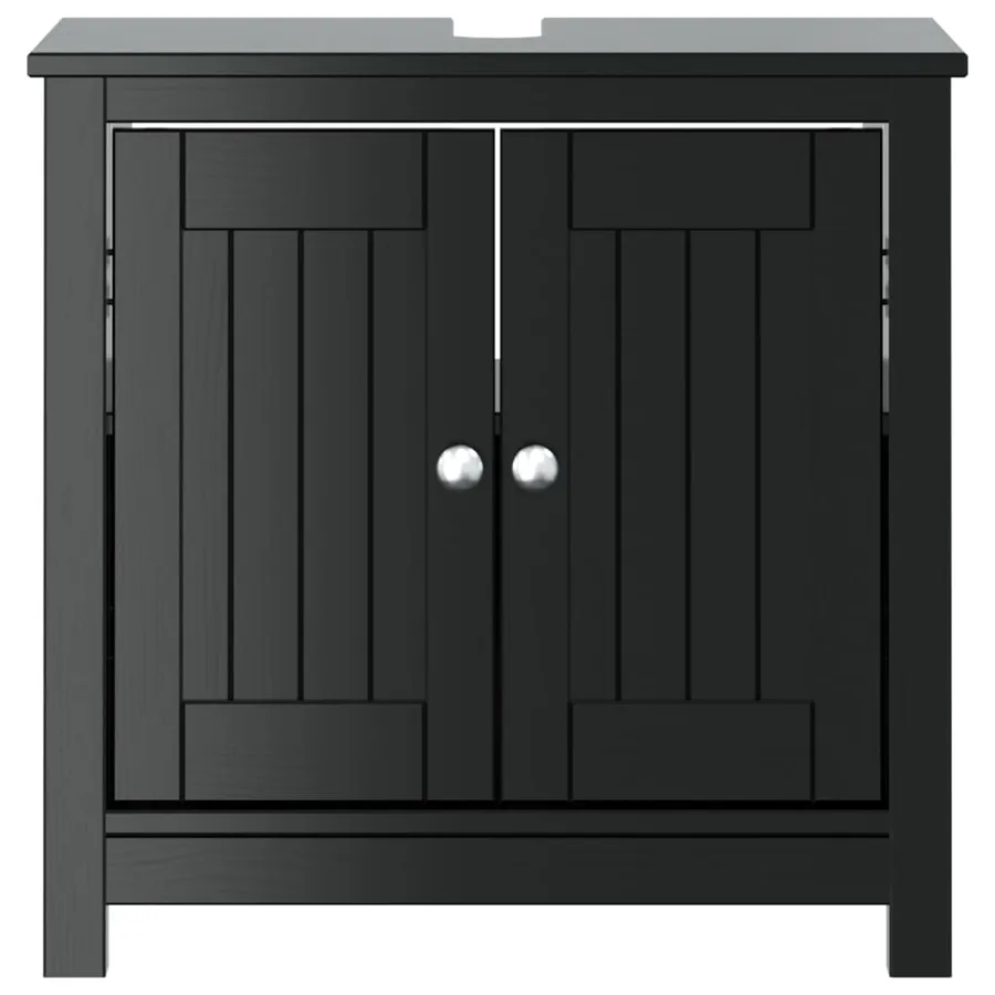 Meuble de salle de bain BERG noir 60x34x59 cm bois pin massif - 3