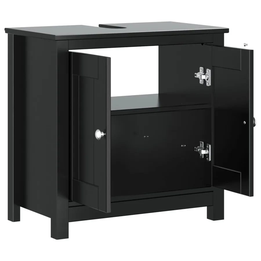 Meuble de salle de bain BERG noir 60x34x59 cm bois pin massif - 4