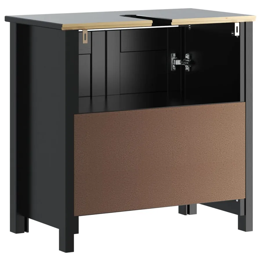 Meuble de salle de bain BERG noir 60x34x59 cm bois pin massif - 6
