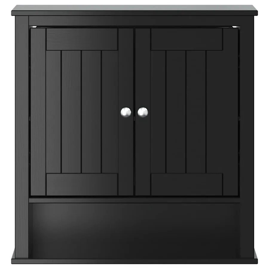Armoire murale de salle de bain BERG noir bois massif - 4