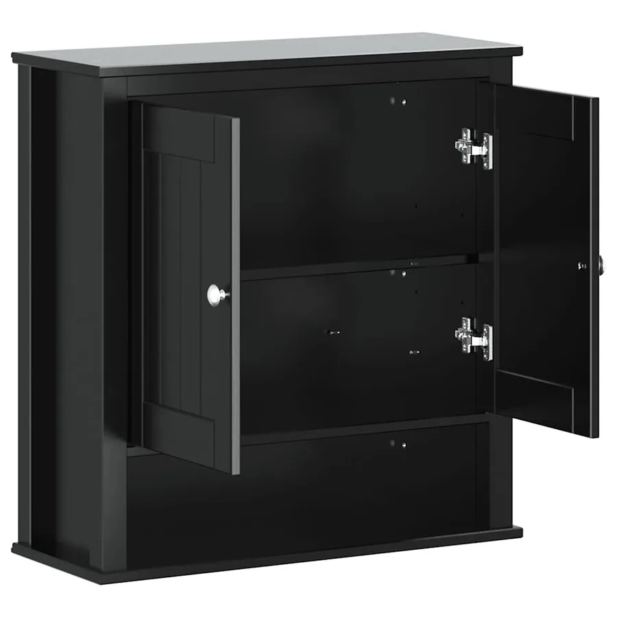 Armoire murale de salle de bain BERG noir bois massif - 5