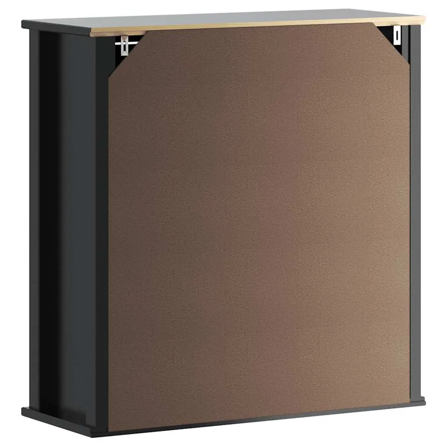 Armoire murale de salle de bain BERG noir bois massif - 7