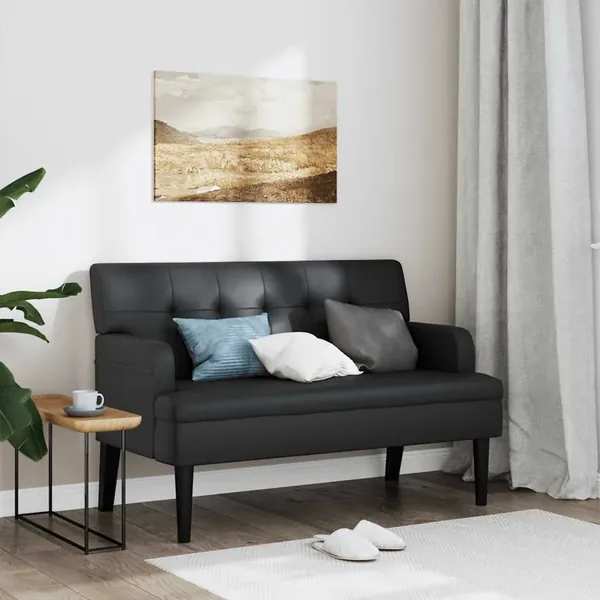 Banc avec dossier Noir 112x65,5x75 cm Similicuir
