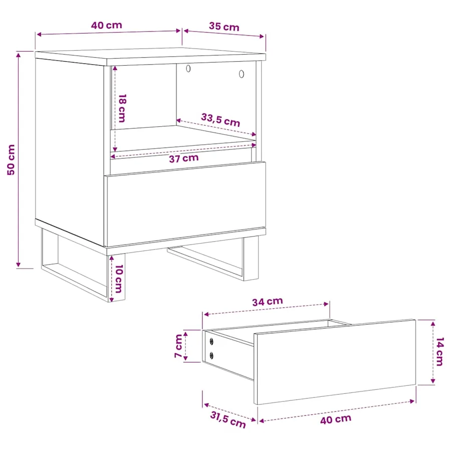 Tables de chevet 2 pcs blanc 40x35x50 cm bois d’ingénierie - 11