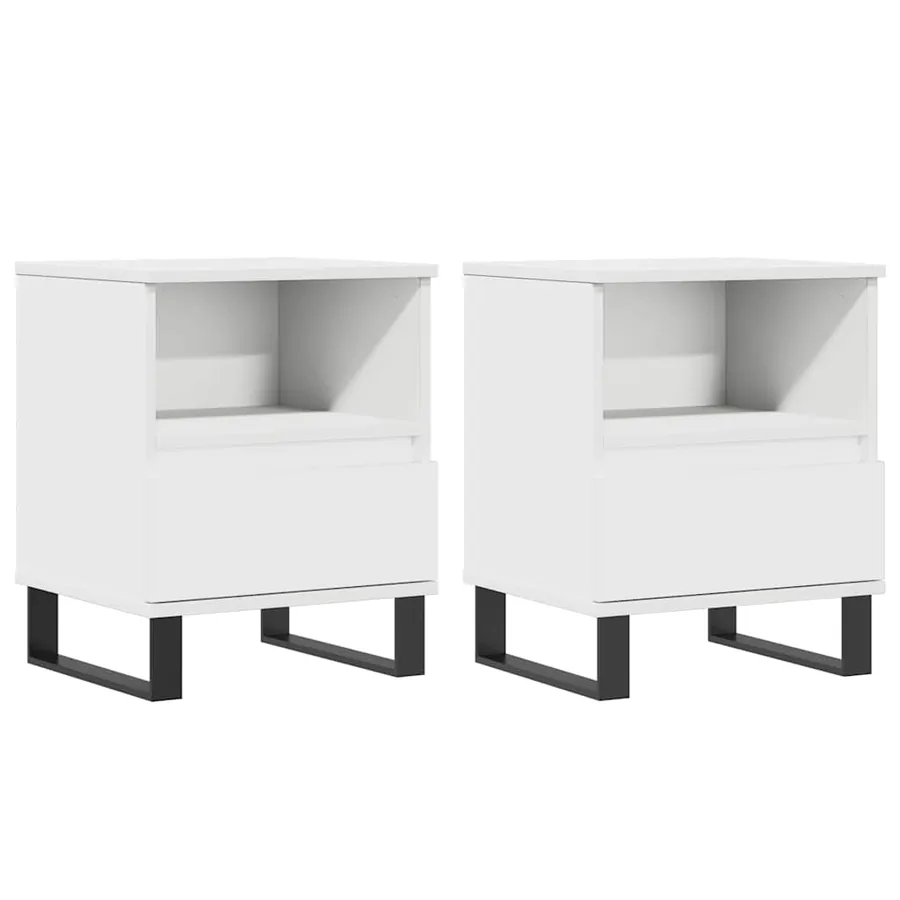Tables de chevet 2 pcs blanc 40x35x50 cm bois d’ingénierie - 2