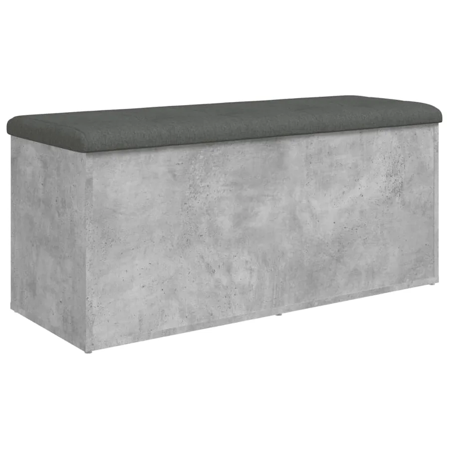 Banc de rangement gris béton 102x42x45 cm bois d'ingénierie - 2