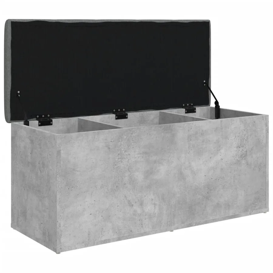 Banc de rangement gris béton 102x42x45 cm bois d'ingénierie - 4