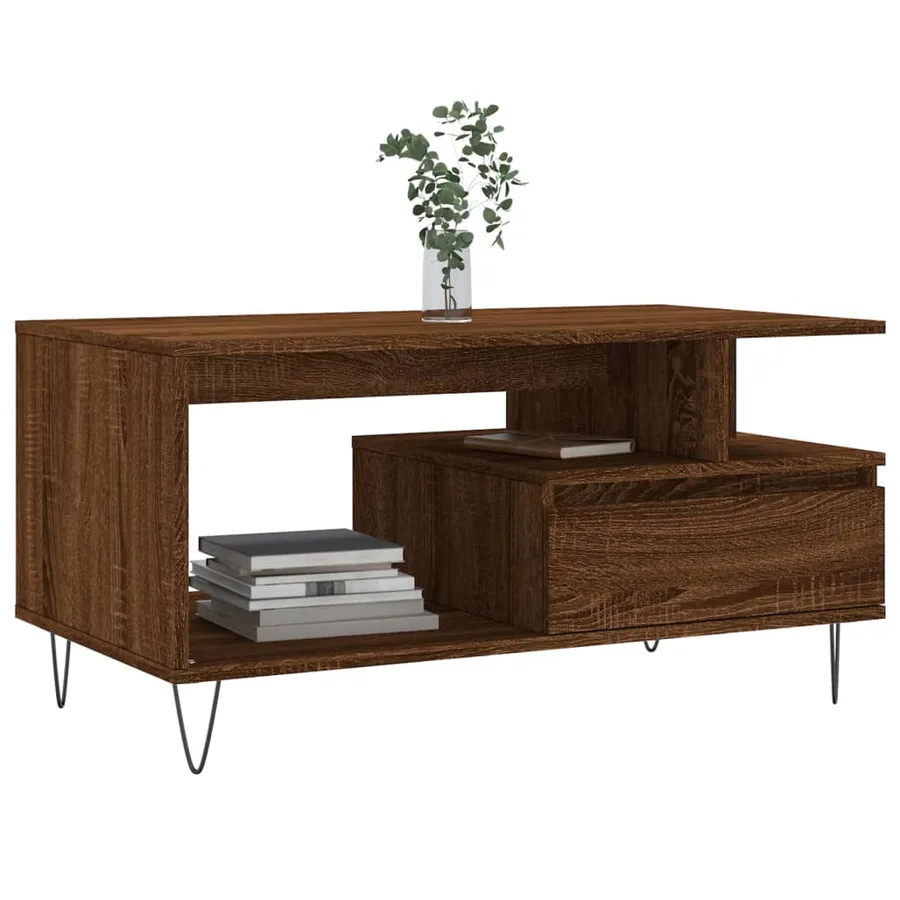 Table basse Chêne marron 90x49x45 cm Bois d'ingénierie - 3