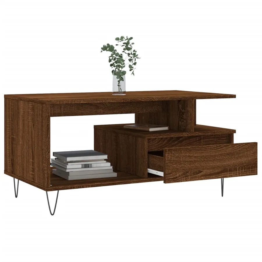 Table basse Chêne marron 90x49x45 cm Bois d'ingénierie - 4