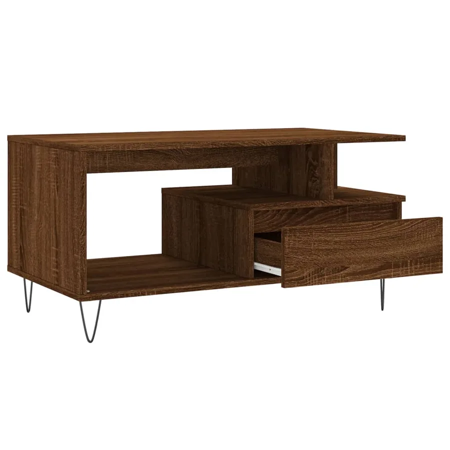 Table basse Chêne marron 90x49x45 cm Bois d'ingénierie - 6