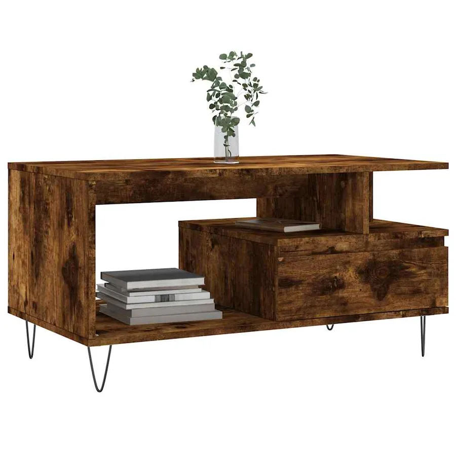 Table basse Chêne fumé 90x49x45 cm Bois d'ingénierie - 3