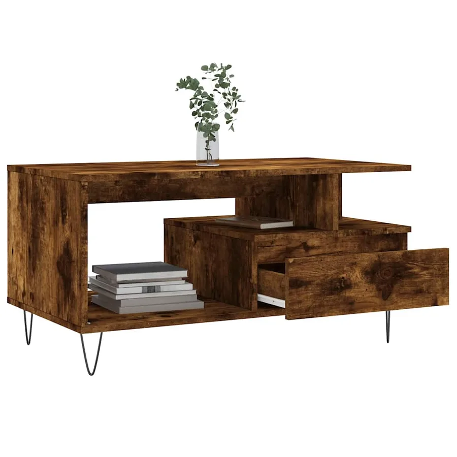 Table basse Chêne fumé 90x49x45 cm Bois d'ingénierie - 4