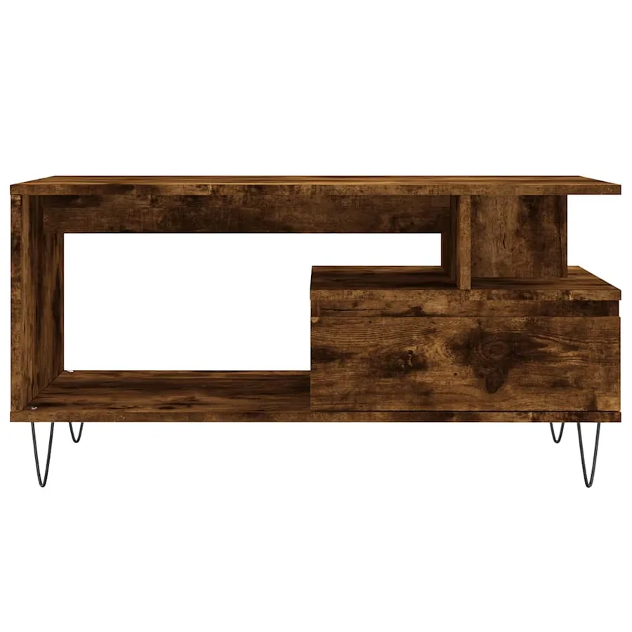 Table basse Chêne fumé 90x49x45 cm Bois d'ingénierie - 5