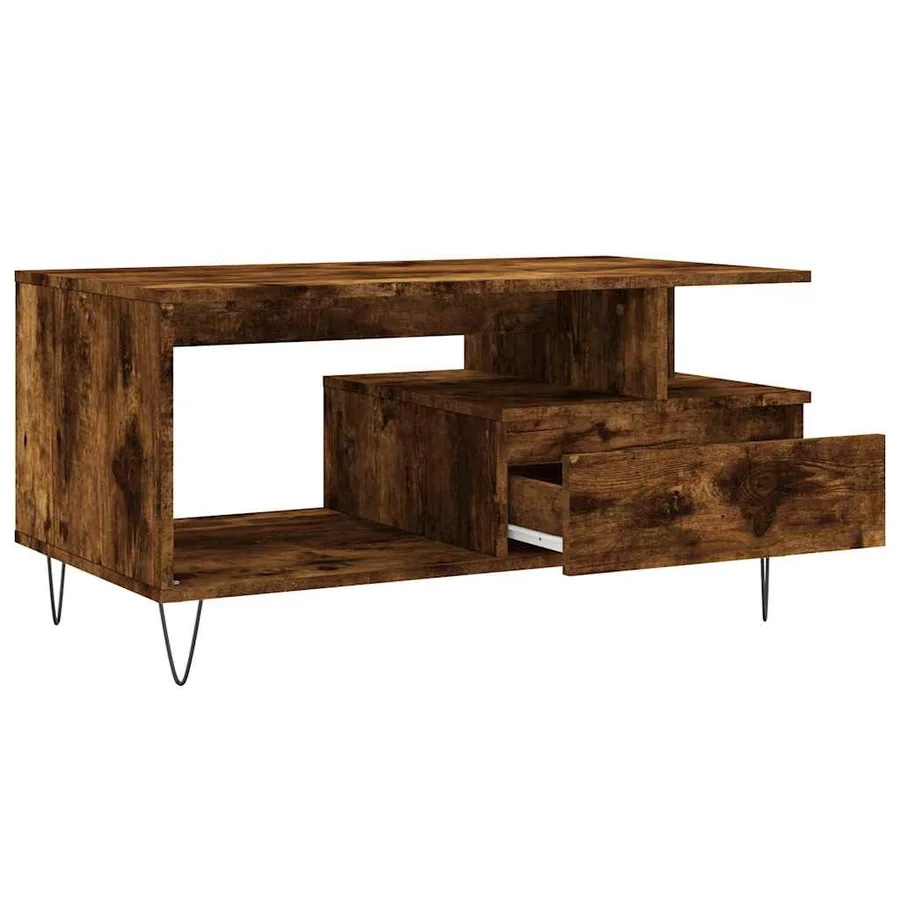 Table basse Chêne fumé 90x49x45 cm Bois d'ingénierie - 6